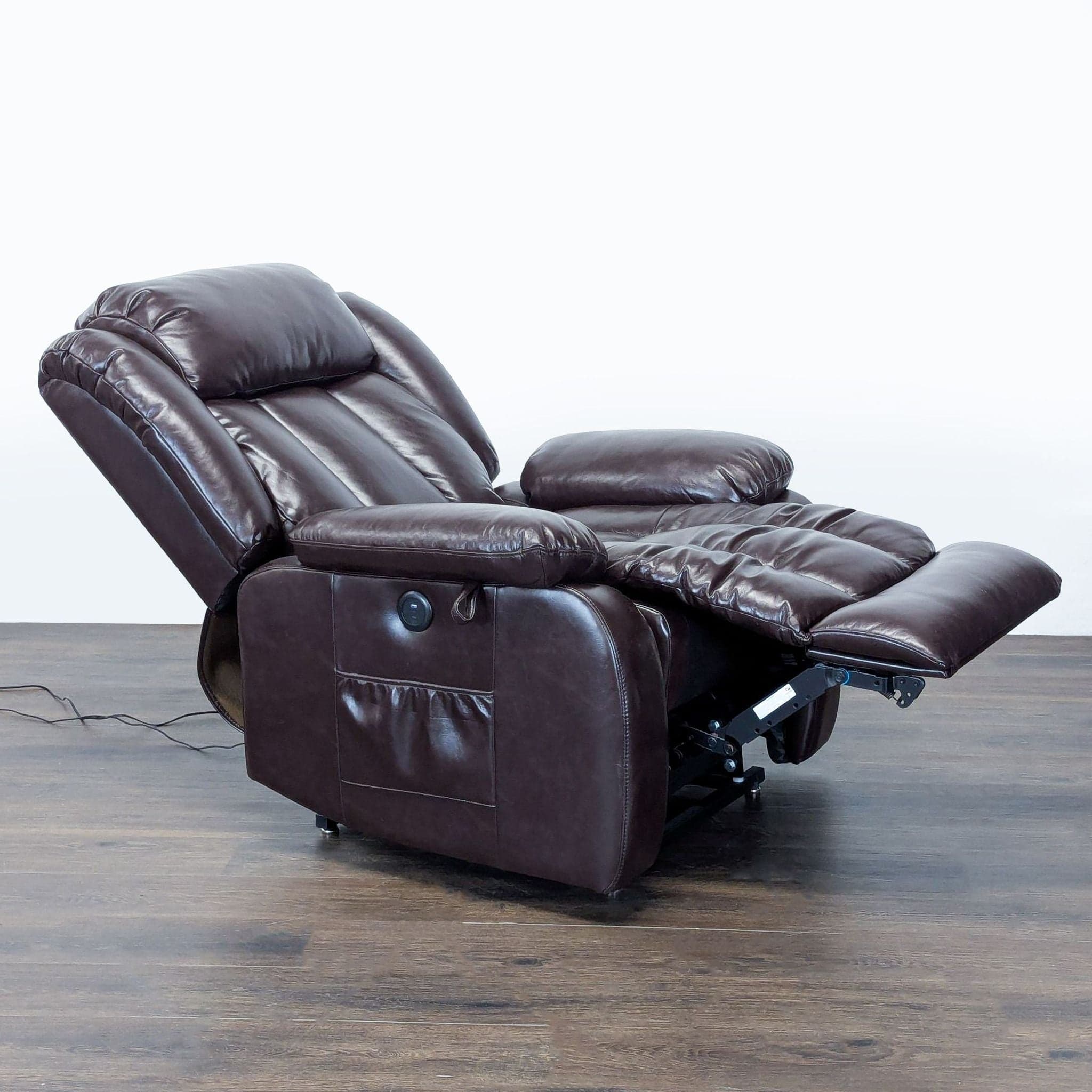 ASJMREYE Power Lift Recliner Chair for Lounge, Brown Faux Leather - Thumbnail 7