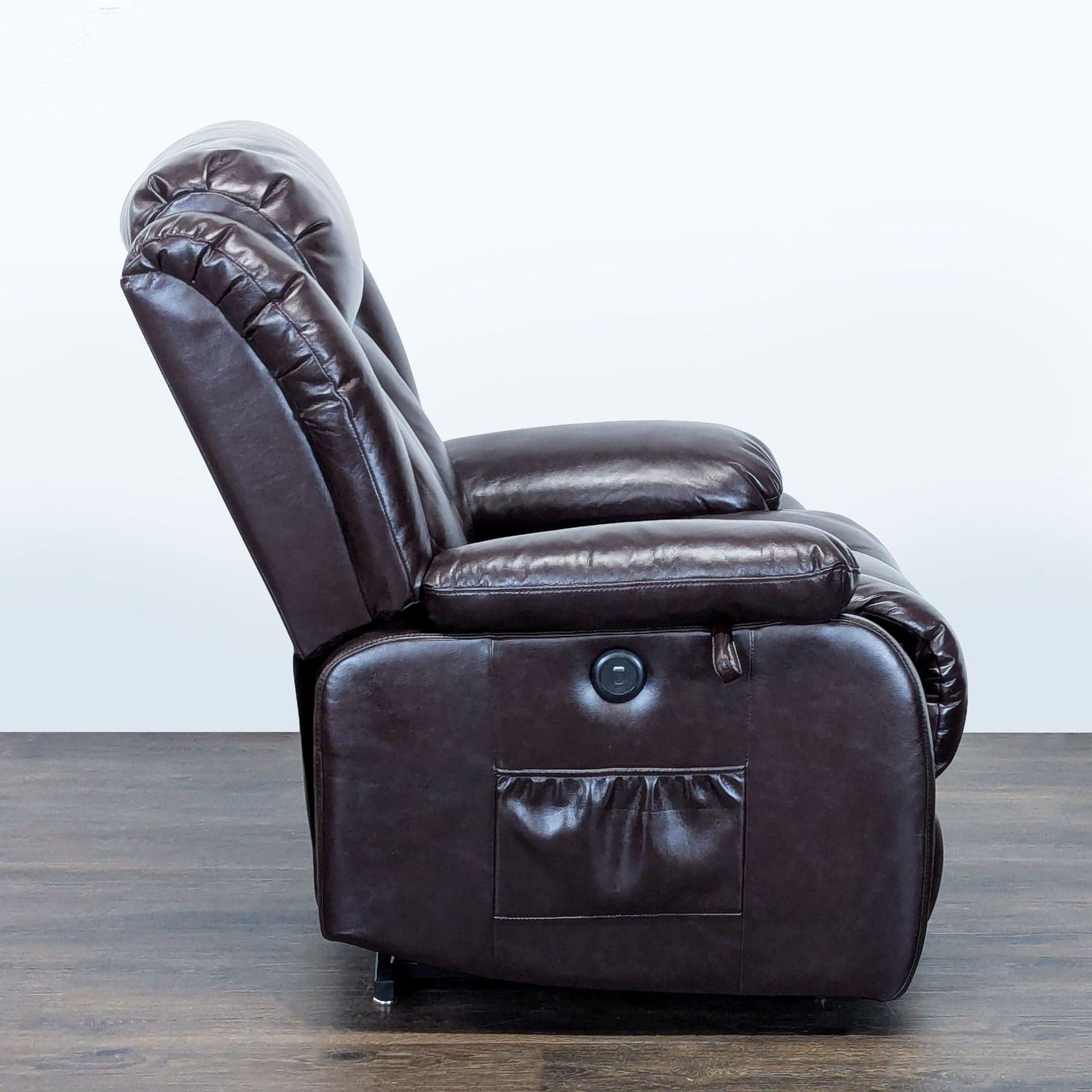 ASJMREYE Power Lift Recliner Chair for Lounge, Brown Faux Leather - Thumbnail 4