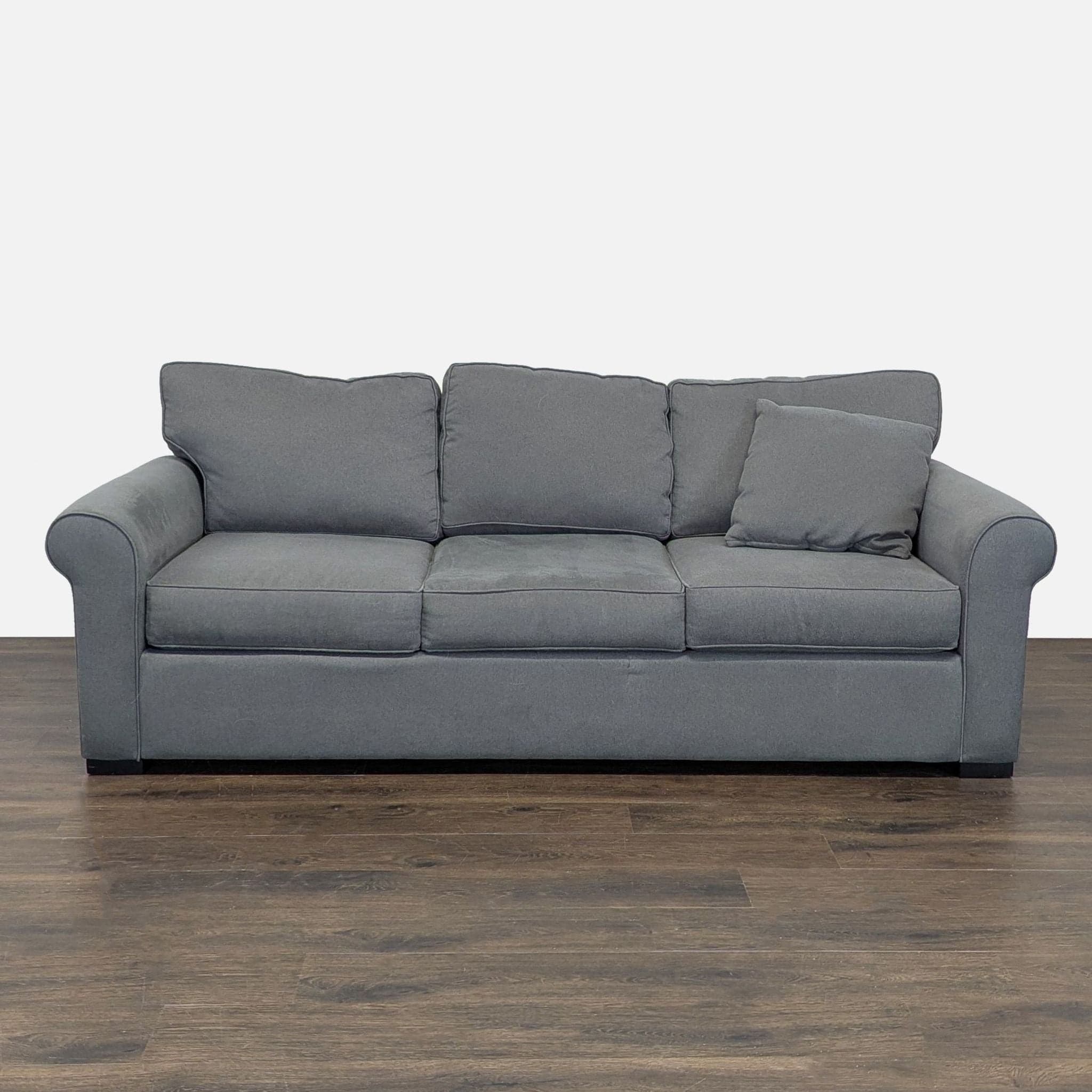 Jonathan Louis 3-Seat Gray Sofa with Rolled Arms - Image 1