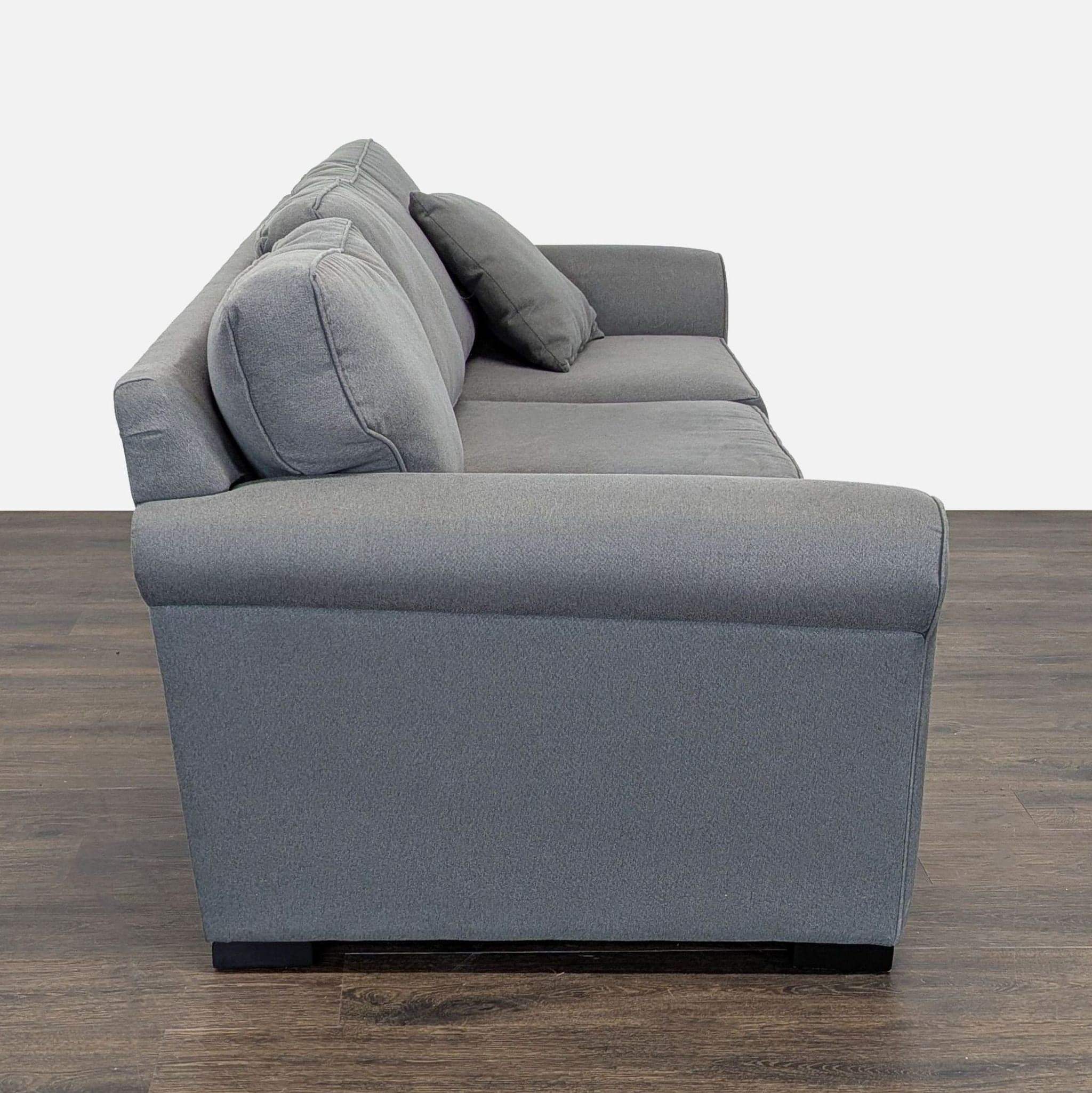 Jonathan Louis 3-Seat Gray Sofa with Rolled Arms - Thumbnail 2