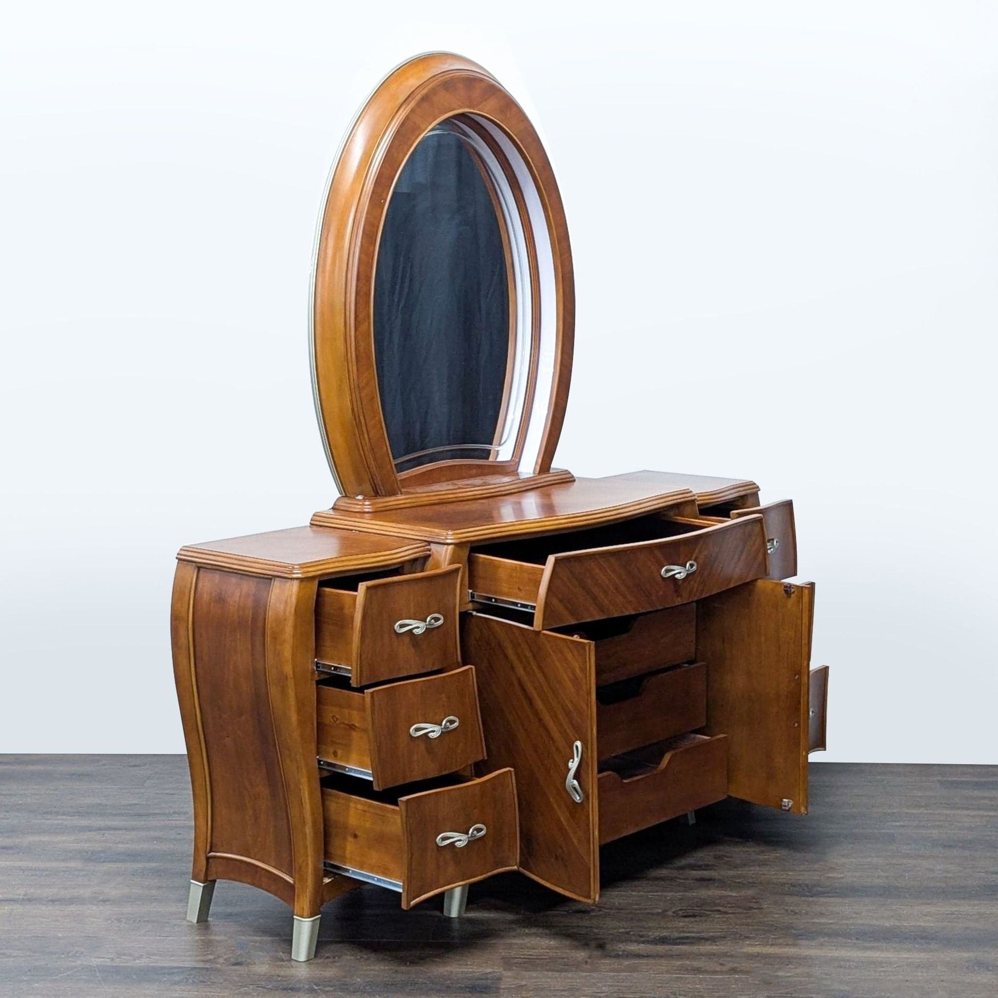 Michael Amini Elegant Wood Dresser with Mirror and Multiple Drawers - Thumbnail 2