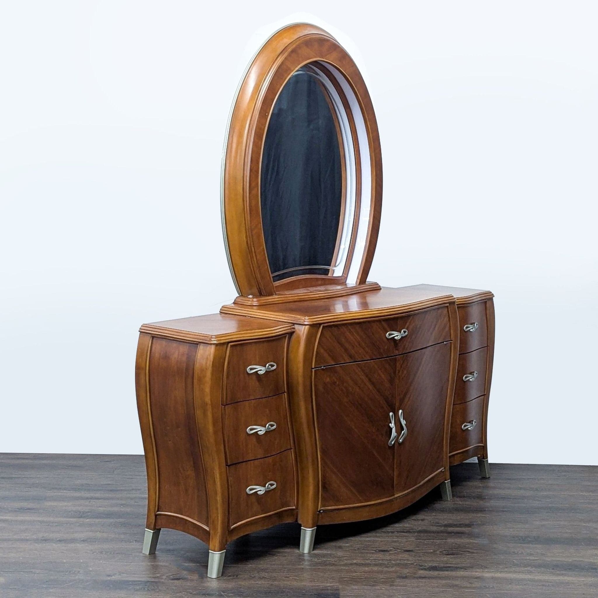 Michael Amini Elegant Wood Dresser with Mirror and Multiple Drawers - Thumbnail 3