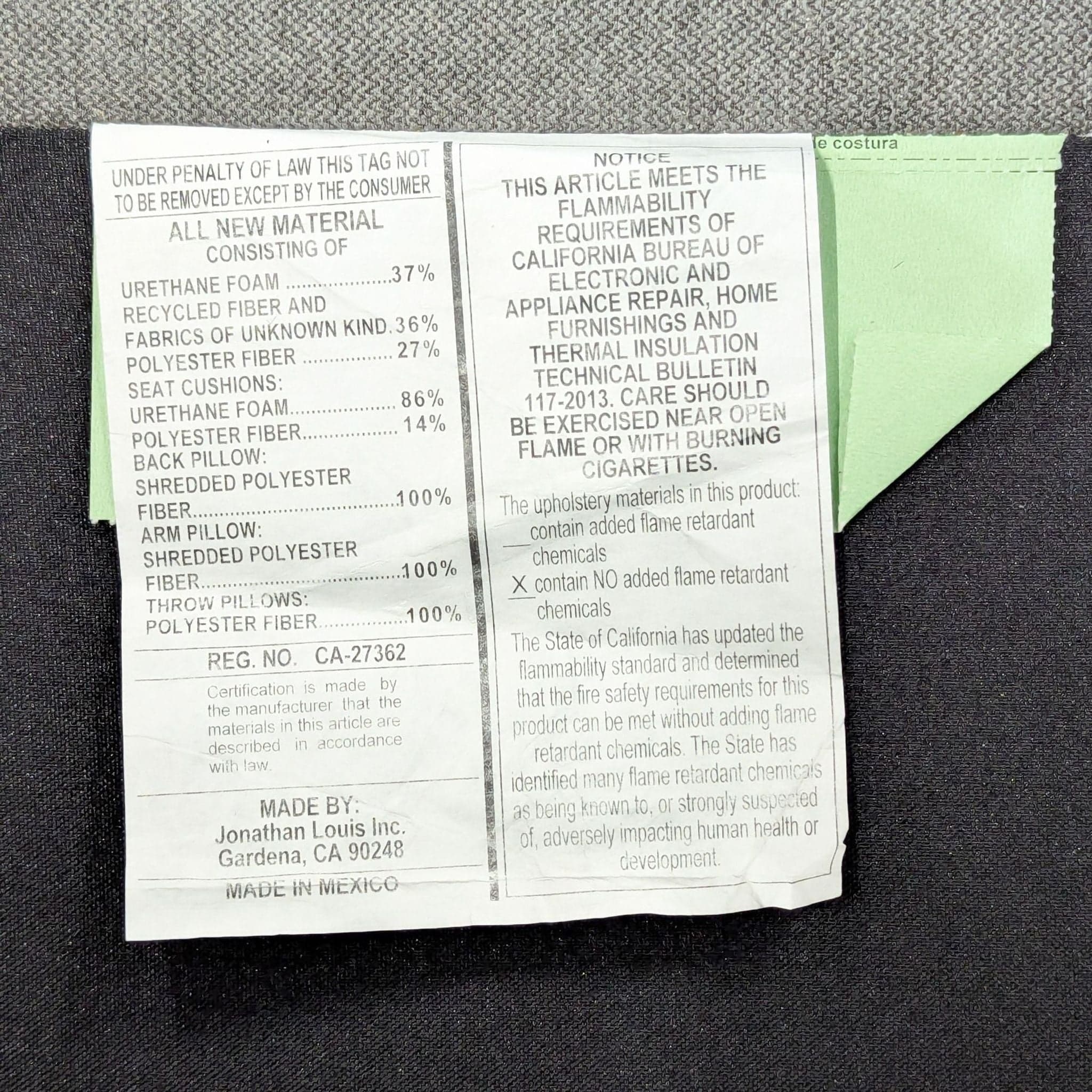 Jonathan Louis 3-Seat Gray Sofa with Rolled Arms - Thumbnail 8