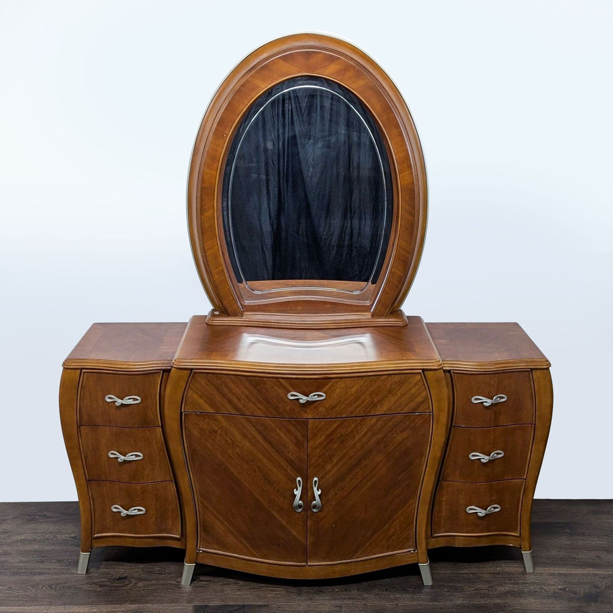 Michael Amini Elegant Wood Dresser with Mirror and Multiple Drawers - Image 1