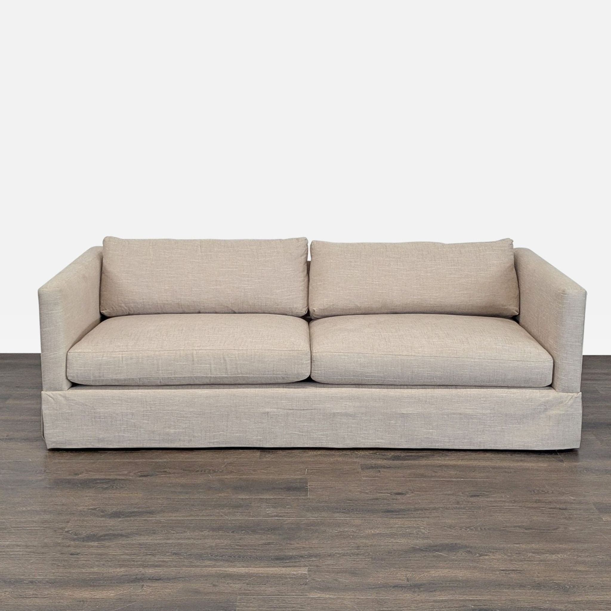 Crate and Barrel Magritte Modern Beige Loveseat with Removable Cushions - Image 1