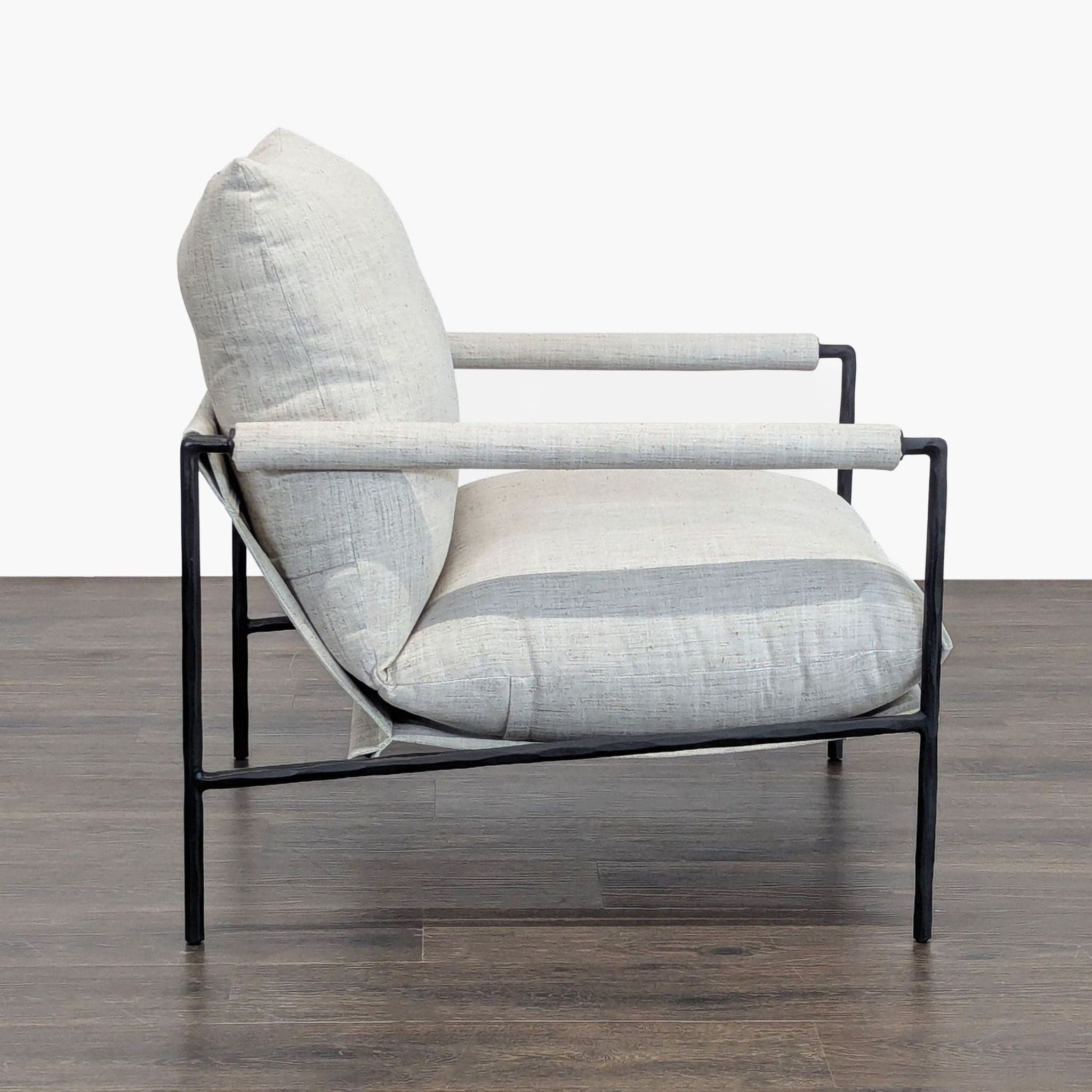 Crate and Barrel Valle Modern Lounge Chair with Black Metal Frame - Thumbnail 2