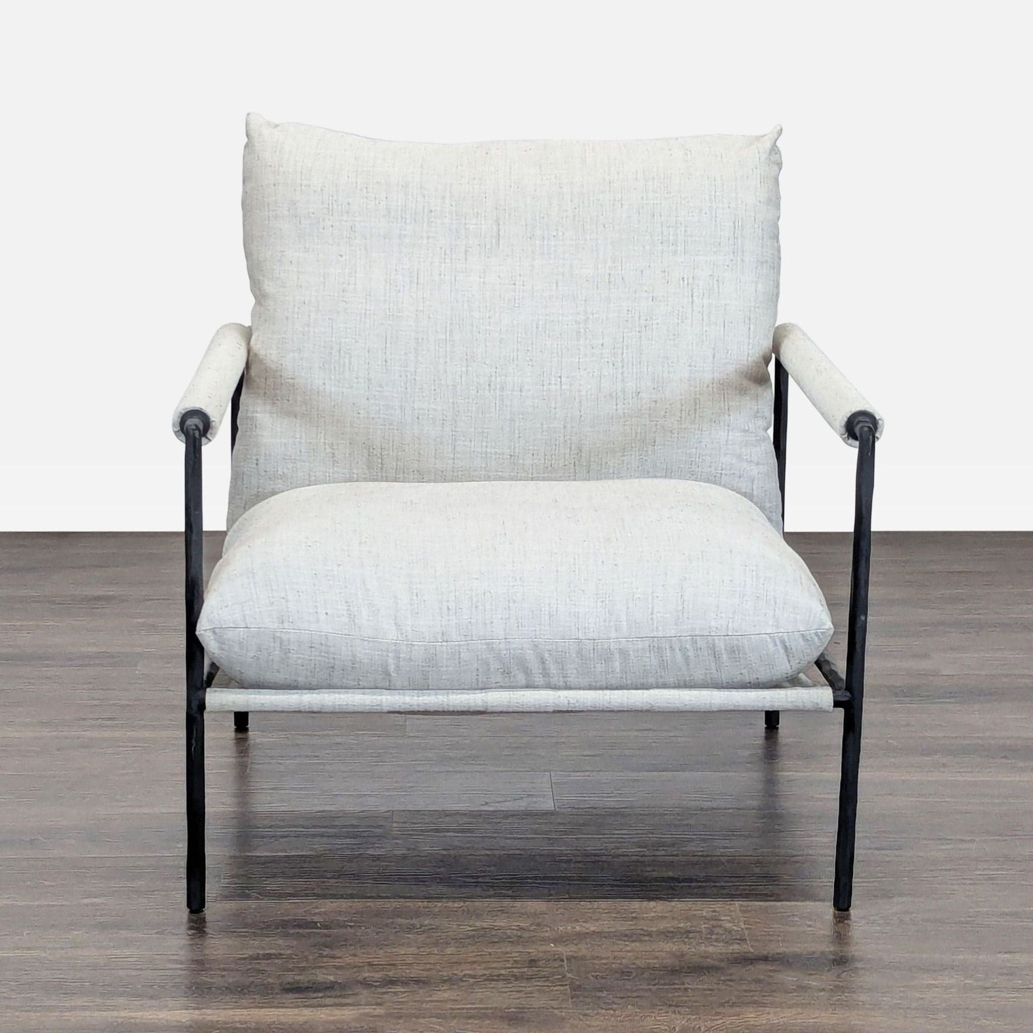 Crate and Barrel Valle Modern Lounge Chair with Black Metal Frame - Image 1