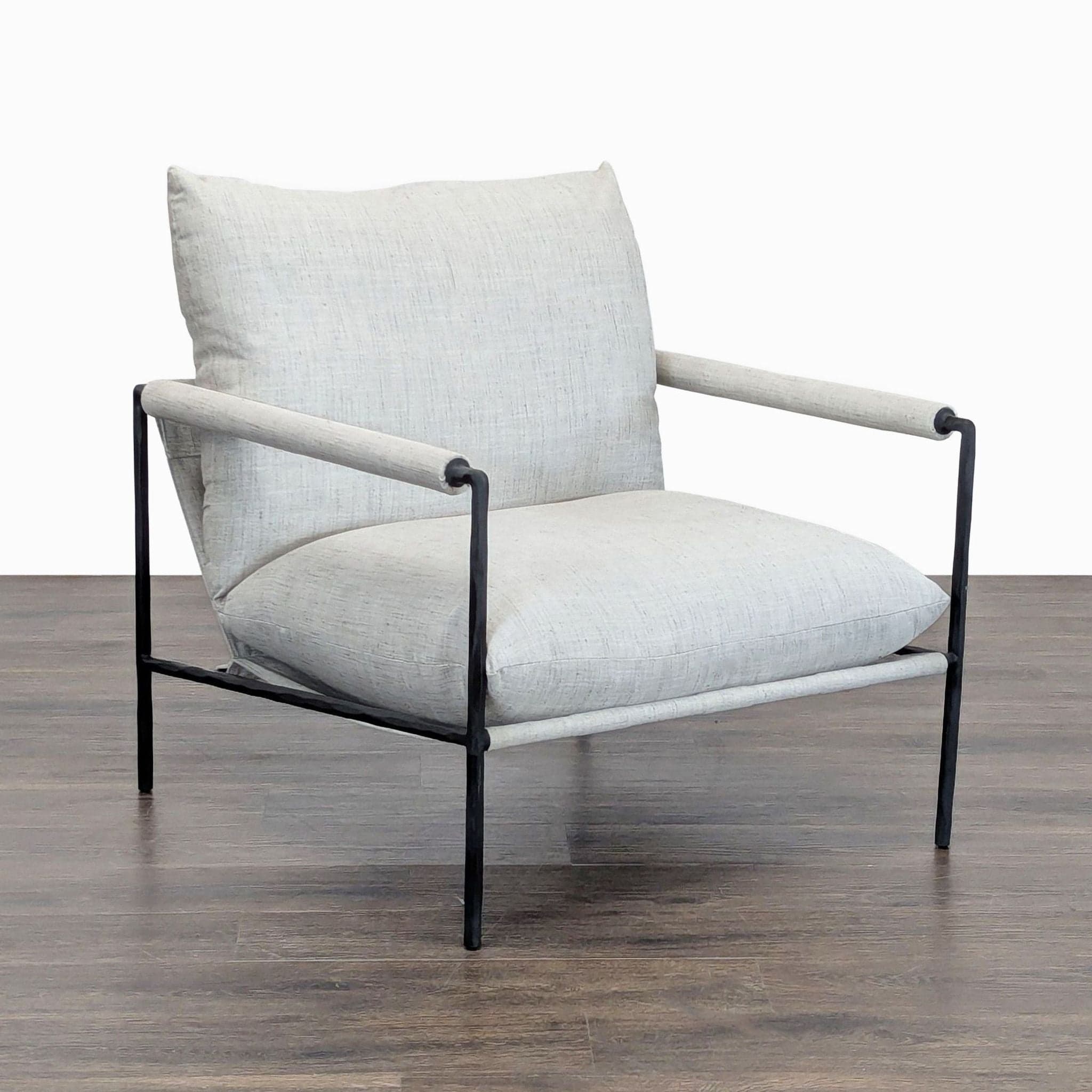 Crate and Barrel Valle Modern Lounge Chair with Black Metal Frame - Thumbnail 5