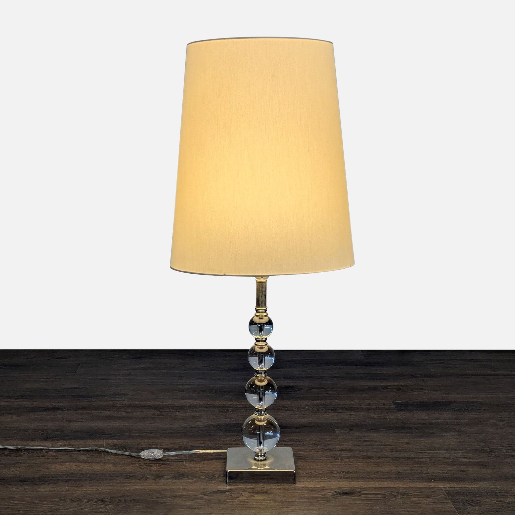 Ikea Modern Table Lamp with Clear Glass Ball Base and White Shade - Image 1