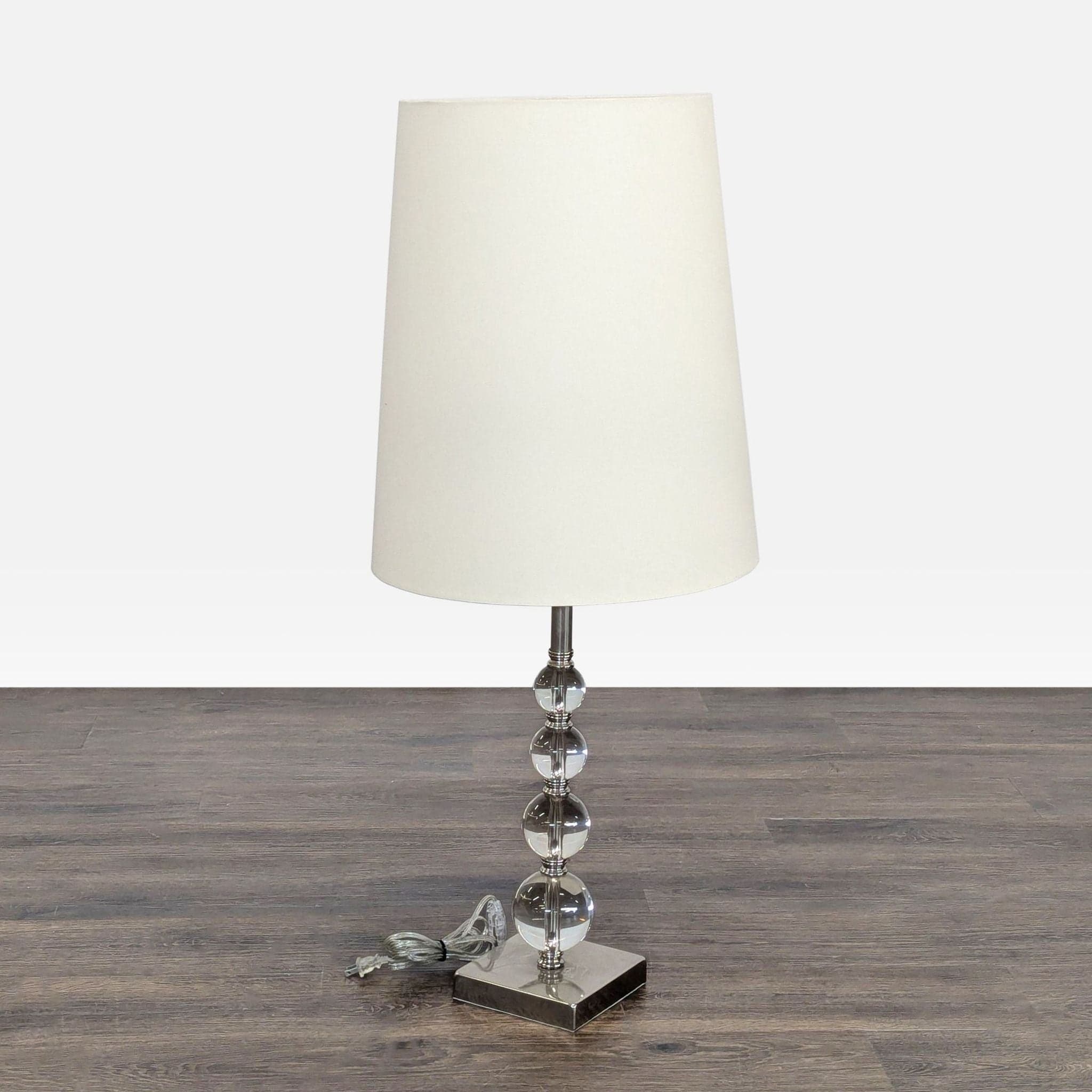 Ikea Modern Table Lamp with Clear Glass Ball Base and White Shade - Thumbnail 2