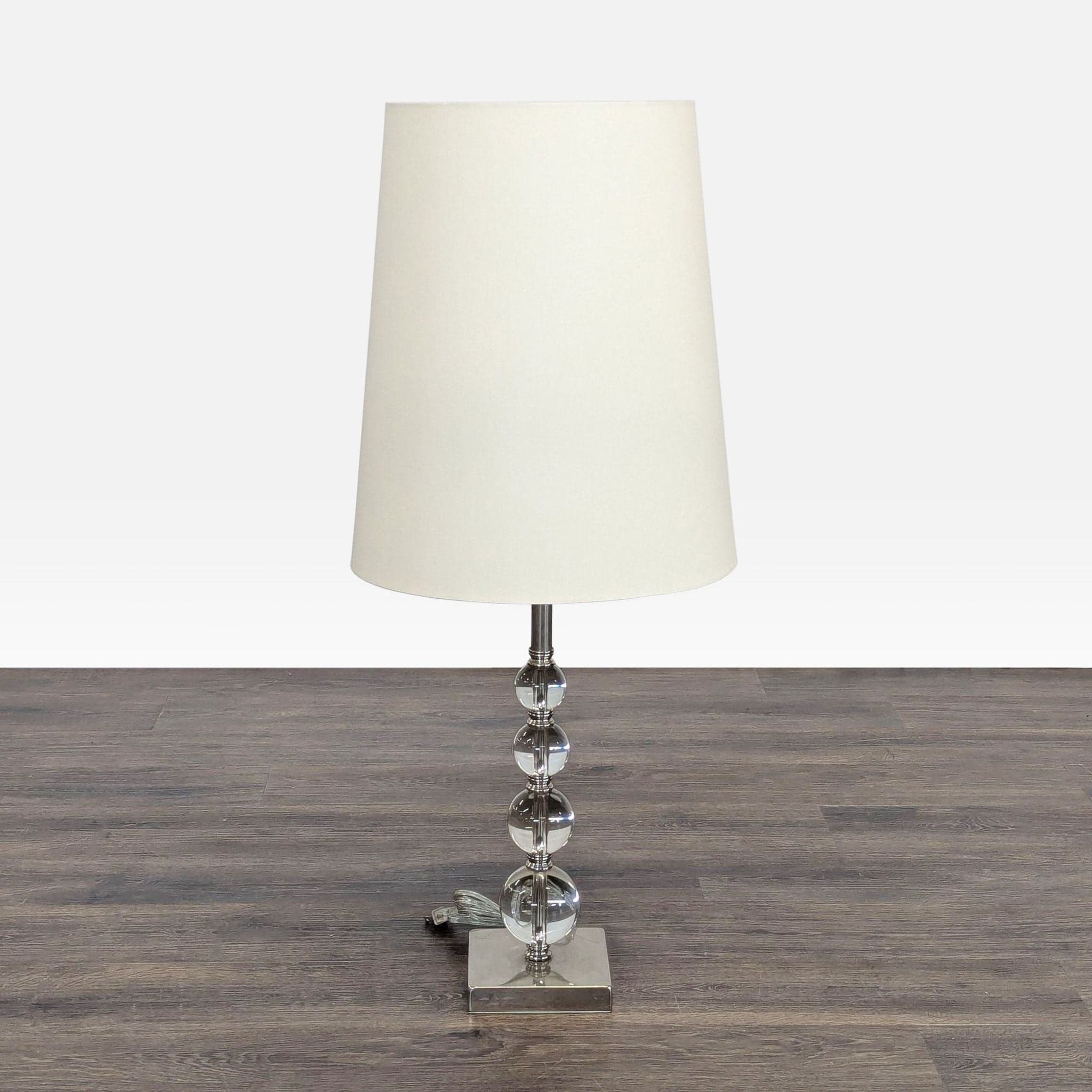 Ikea Modern Table Lamp with Clear Glass Ball Base and White Shade - Thumbnail 5