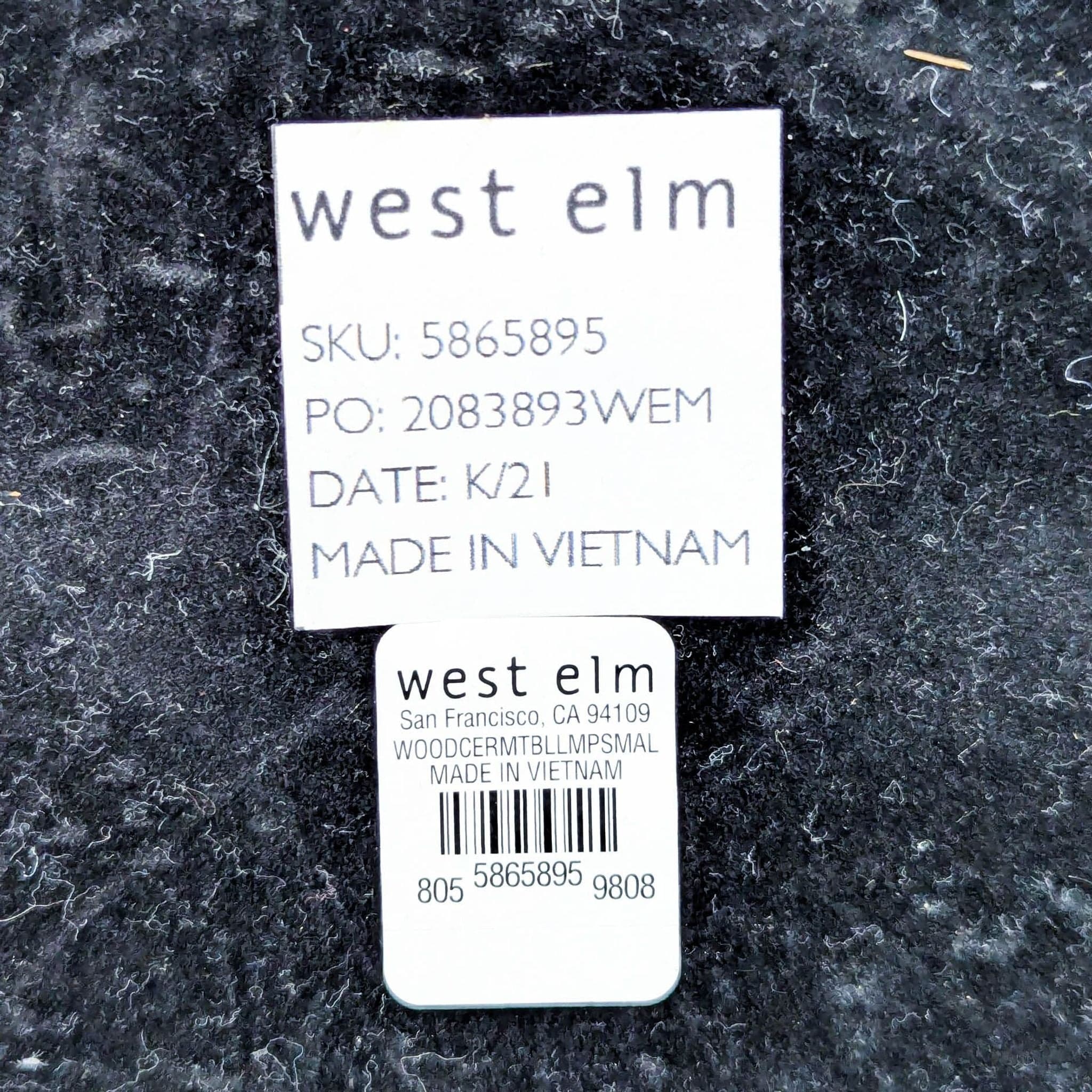 West Elm Modern Ceramic Table Lamp with Wooden Base - Thumbnail 6