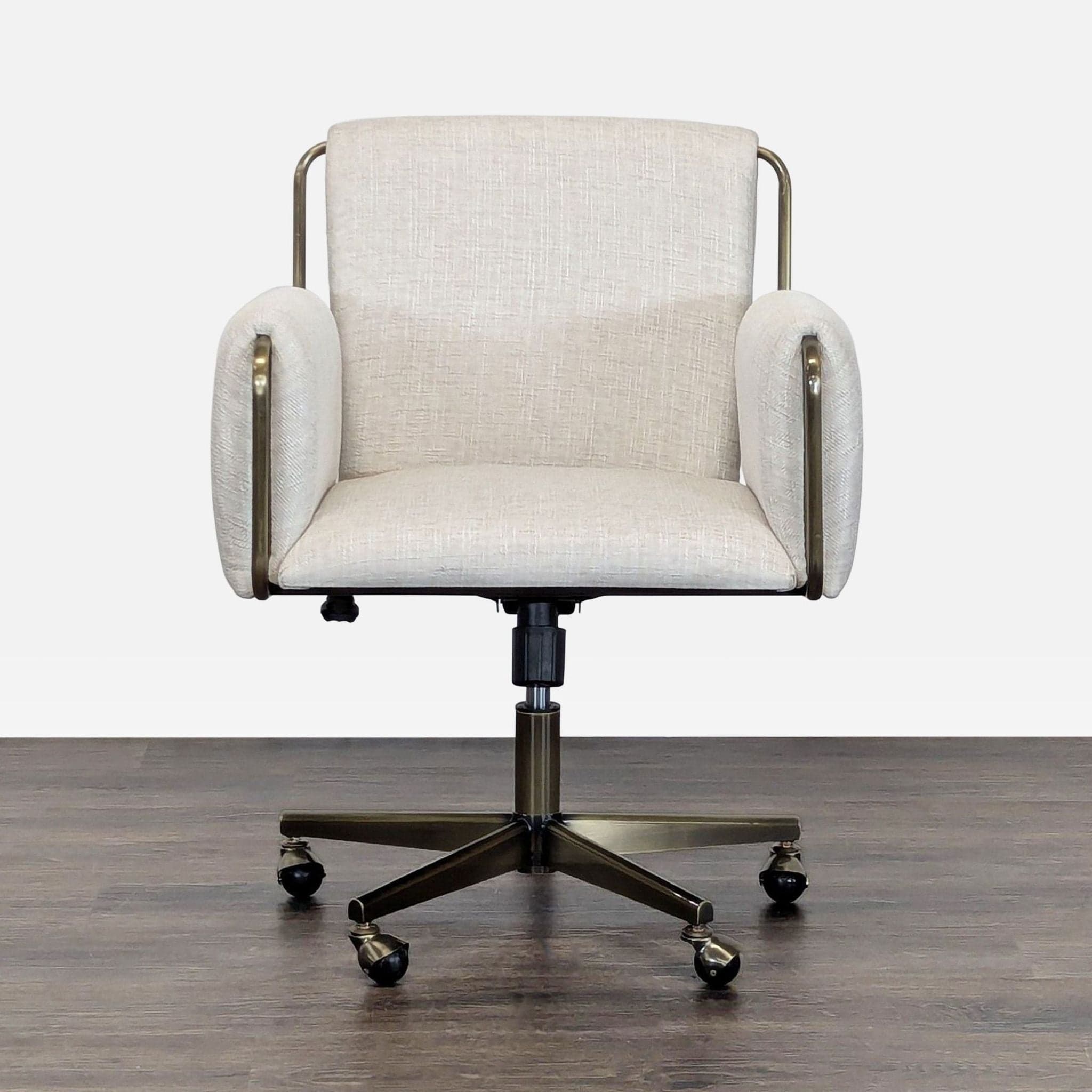 Crate and Barrel Modern Upholstered Office Chair with Metal Base - Image 1