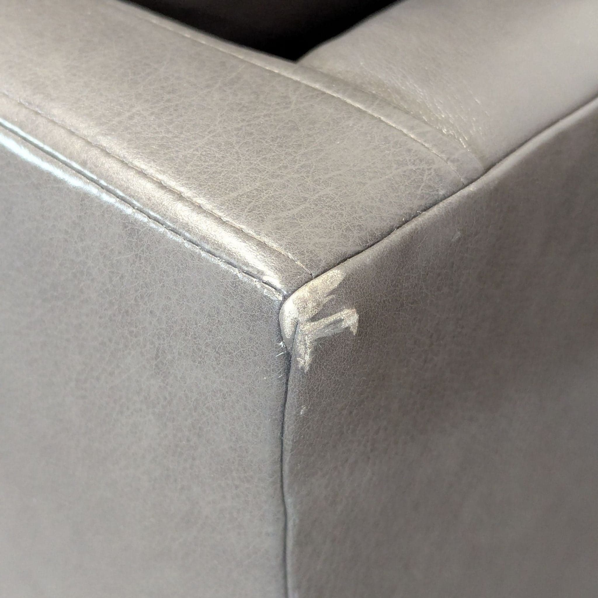 BenchMade Modern Skinny Fat Gray Leather Sectional Sofa – L-Shaped Seating - Thumbnail 4