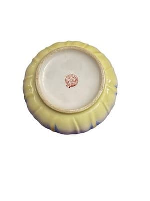 Charming Vintage Mid-Century Hand Painted Ceramic Lotus Flower Bowl - Thumbnail 4