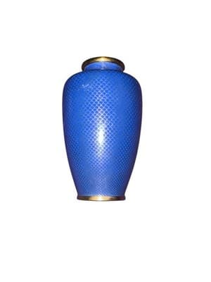 Rare 6" Japanese Meiji Cloisonné Vase - Midnight Blue & Gold Fish Scale Pattern - Image 1