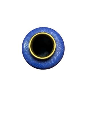Rare 6" Japanese Meiji Cloisonné Vase - Midnight Blue & Gold Fish Scale Pattern - Thumbnail 2