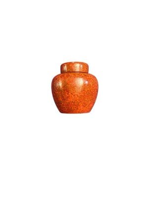 Chinese Style Miniature Ginger Jar Speckled Glaze Orange Red Gold Black Interior - Image 1