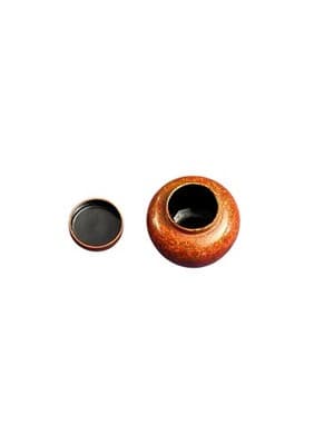 Chinese Style Miniature Ginger Jar Speckled Glaze Orange Red Gold Black Interior - Thumbnail 4