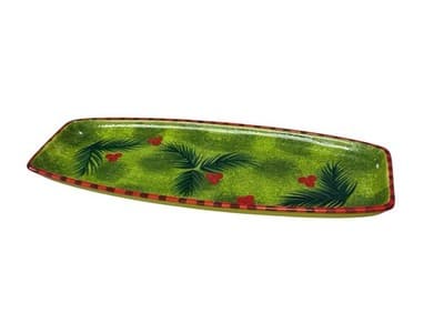 NEW Dept 56 Large Christmas Holly Tartan Plaid Platter 15" Serving Tray