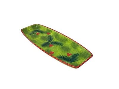 NEW Dept 56 Large Christmas Holly Tartan Plaid Platter 15" Serving Tray - Thumbnail 2