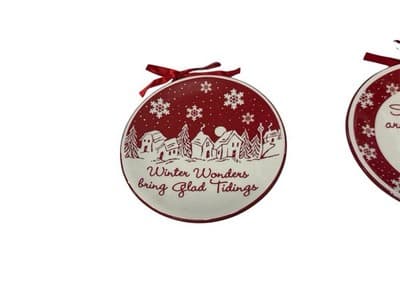 MWW MARKET Ceramic Christmas Mini Plates/Ornaments (Set of 4)-Rustic Red Winter - Thumbnail 2