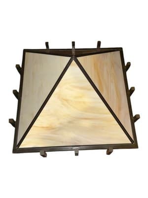 XL 31" Mission Style Slag Glass Table Lamp Arts & Crafts Prairie Pyramid Shade - Thumbnail 5
