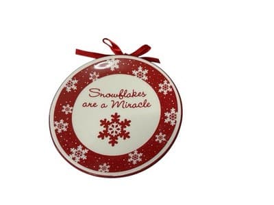 MWW MARKET Ceramic Christmas Mini Plates/Ornaments (Set of 4)-Rustic Red Winter - Thumbnail 3