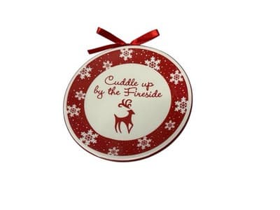 MWW MARKET Ceramic Christmas Mini Plates/Ornaments (Set of 4)-Rustic Red Winter - Thumbnail 4