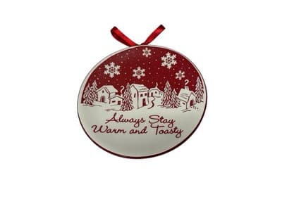 MWW MARKET Ceramic Christmas Mini Plates/Ornaments (Set of 4)-Rustic Red Winter - Thumbnail 5