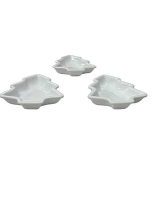 Crate & Barrel BIA Cordon Bleu 3 Pc NEW Christmas Tree Appetizer Plate Set - Thumbnail 2