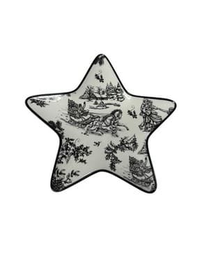 Grasslands Road Black And White Star Christmas Plate Horse And Sley Mistletoe - Image 1