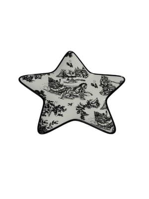 Grasslands Road Black And White Star Christmas Plate Horse And Sley Mistletoe - Thumbnail 3