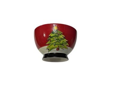 RARE - NAYLOR DESIGNS Handpainted Christmas Tree Bowl - NEW / NEVER USED - Thumbnail 2