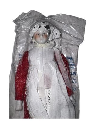 Vintage Silvestri Porcelain Christmas Doll Ornaments - Pair - NOS Sealed in Bag - Thumbnail 3