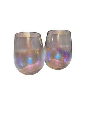 Iridescent Stemless Wine Glasses Set of 2 Holographic Rainbow Effect - Thumbnail 6