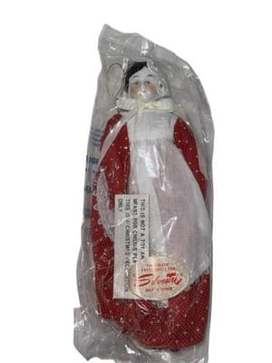 Vintage Silvestri Porcelain Christmas Doll Ornaments - Pair - NOS Sealed in Bag - Thumbnail 6