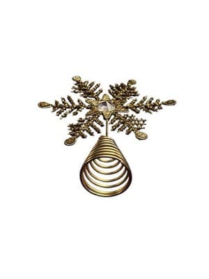 Vintage Style GOLD Beaded Snowflake Christmas Tree Topper Metal Coil Spring Base - Thumbnail 4