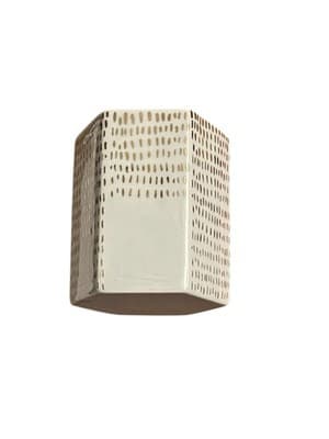 SET OF 7 White & Gold Hexagon Ceramic Mini Vases Modern Geometric Desk Decor - Thumbnail 4