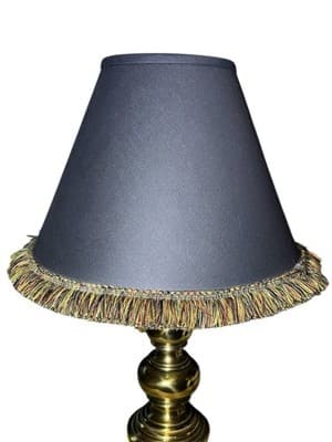 Vintage Stiffel Brass Table Lamp Urn Mid Century Hollywood Regency Fringed Shade - Thumbnail 4