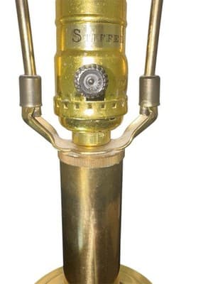 Vintage Stiffel Brass Table Lamp Urn Mid Century Hollywood Regency Fringed Shade - Thumbnail 5