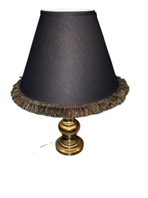 Vintage Stiffel Brass Table Lamp Urn Mid Century Hollywood Regency Fringed Shade - Thumbnail 12