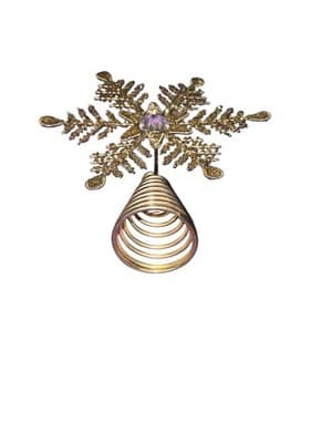 Vintage Style GOLD Beaded Snowflake Christmas Tree Topper Metal Coil Spring Base - Thumbnail 3