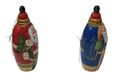 4 Vtg Hand-Carved Wooden Santa Christmas Ornaments Matryoshka Style Keepsake Bo - Thumbnail 5