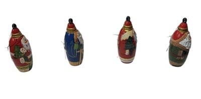 4 Vtg Hand-Carved Wooden Santa Christmas Ornaments Matryoshka Style Keepsake Bo - Thumbnail 4