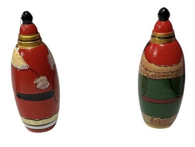 4 Vtg Hand-Carved Wooden Santa Christmas Ornaments Matryoshka Style Keepsake Bo - Thumbnail 9