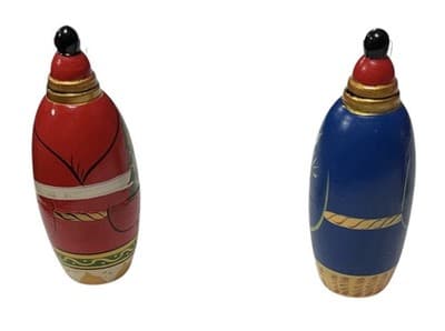 4 Vtg Hand-Carved Wooden Santa Christmas Ornaments Matryoshka Style Keepsake Bo - Thumbnail 8