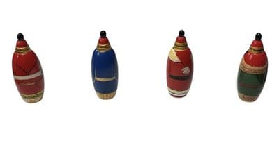 4 Vtg Hand-Carved Wooden Santa Christmas Ornaments Matryoshka Style Keepsake Bo - Thumbnail 7