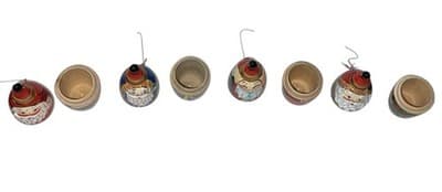 4 Vtg Hand-Carved Wooden Santa Christmas Ornaments Matryoshka Style Keepsake Bo - Thumbnail 13