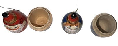 4 Vtg Hand-Carved Wooden Santa Christmas Ornaments Matryoshka Style Keepsake Bo - Thumbnail 14